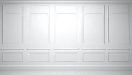 A pristine, elegant wall with intricate paneling, showcasing a sophisticated and classic design.