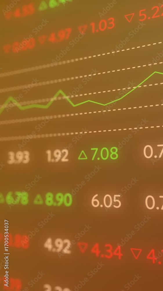 Poster Animation of financial data processing over dark background