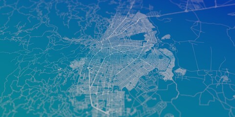 Cali (Colombia) street map. The style of the map is blue gradient