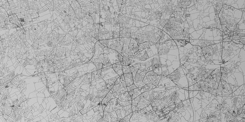Bochum (Germany) street map. The style of the map is grey paper © Hairem