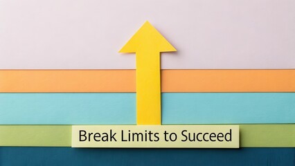 Break Limits to Succeed with Arrow on Colorful Background