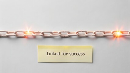 Bright chain links with note that reads "Linked for success"