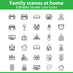 Family Scenes at Home Illustration – Parents, Children, Lifestyle, and Daily Activities Vector Art