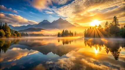 sunset over the lake