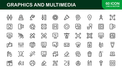 Flat graphics and multimedia icons for creative design projects. Perfect for websites, apps, and branding with clean, modern, and professional digital visuals.