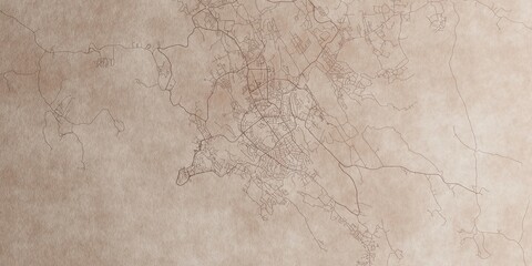 Fototapeta premium Port Moresby (Papua New Guinea) street map. The style of the map is old paper