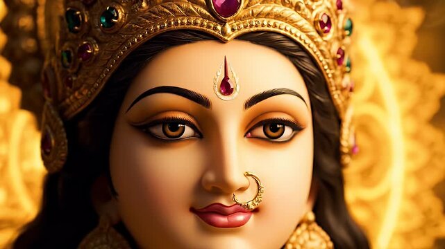 Happy Navratri 2025, Navratri themed Durga Maa with elegant face and composition