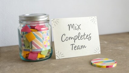 Colorful Paper Notes in Jar for Team Building and Organization