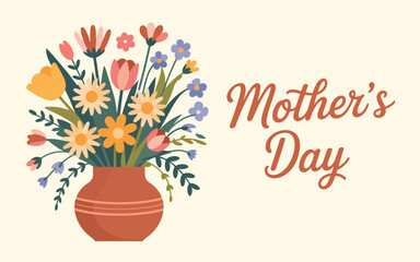 Mother's Day flowers flat vector illustration background