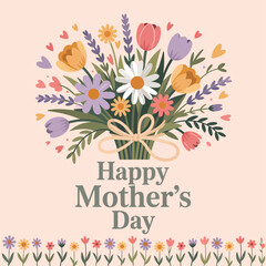 Mother's Day flowers flat vector illustration background