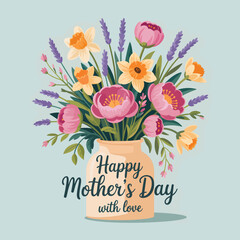 Mother's Day flowers flat vector illustration background