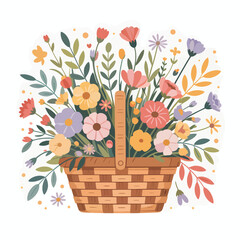 Mother's Day flowers flat vector illustration background