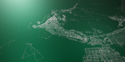 Abu Dhabi (United Arab Emirates) street map. The style of the map is green lights