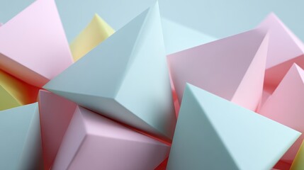 pastel geometric background with triangles and soft shadows