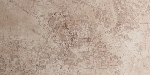 Donetsk (Ukraine) street map. The style of the map is old paper
