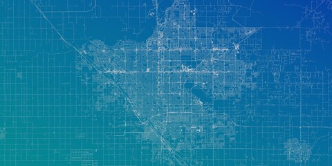Fresno (California, USA) street map. The style of the map is blue gradient