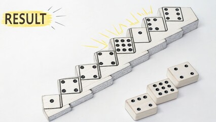 Creative Concept of Domino Effects with Dice Illustrations in Motion