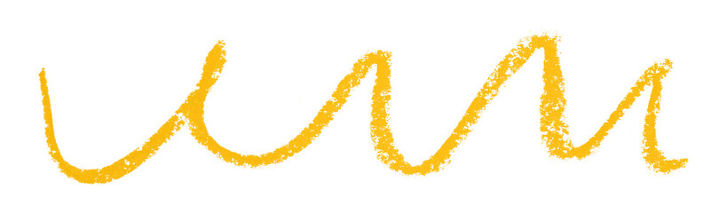 Yellow colored pencil drawing isolated on transparent background