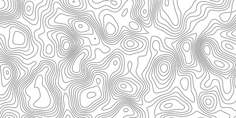Abstract topographic contours map background. Topographic map and landscape terrain texture grid. Modern design with White background with topographic wavy pattern design. Black-white background