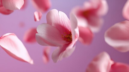 spring cherry blossom background with petals gently falling