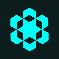 Geometric Hexagon Star Logo on Dark Background