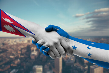 Shaking hands Nepal and_Honduras