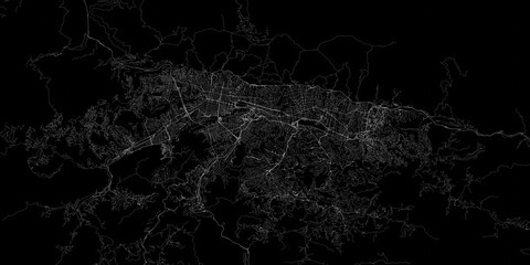 Caracas (Venezuela) street map. The style of the map is white streets