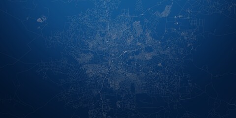 Lusaka (Zambia) street map. The style of the map is blue metal