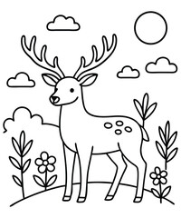 cartoon deer coloring book page
