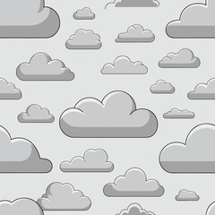 Whimsical gray cloud pattern creates a calming and visually appealing backdrop, patern seamless, royalty stock.