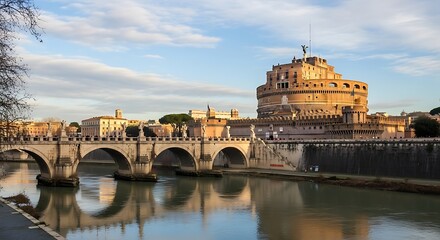 Bridge and Castle SantAngelo in Rome.