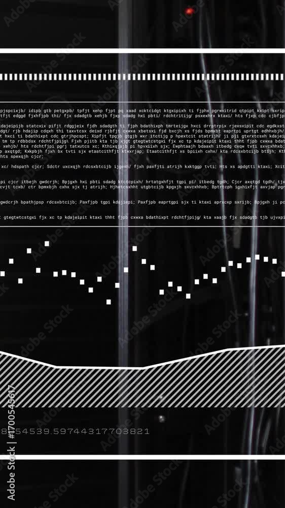 Aufkleber animation of data processing over server room
