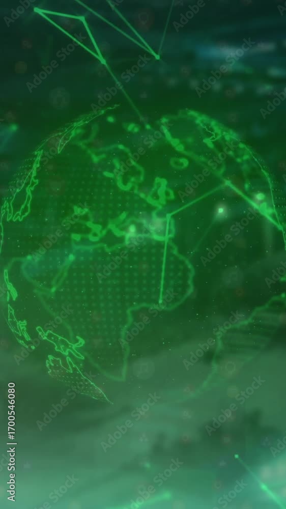 Aufkleber animation of digital data processing and connections over globe