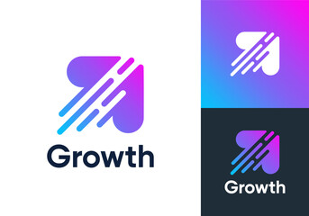 elevate growth logo. fast arrow technology vector design concept