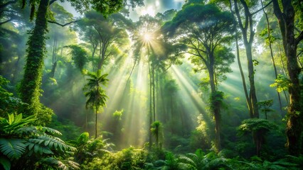 sun rays in the forest
