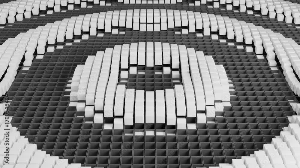 Poster white 3d cubes rising in concentric circles above dark gray square holes create surreal abstract bac