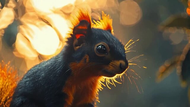 malabar giant squirrel close-up at periyar sunset zoom in video