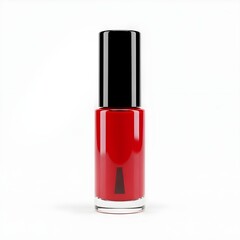 Red nail polish bottle mockup for beauty industry isolated PNG with Transparent Background