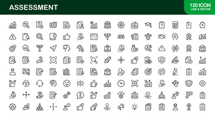 Flat assessment icons for education, exams, and testing projects. Perfect for apps, websites, and presentations with clean, modern, and professional digital visuals.