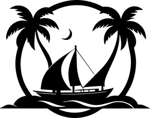 Minimalist Summer beach Holiday with palm tree sun
