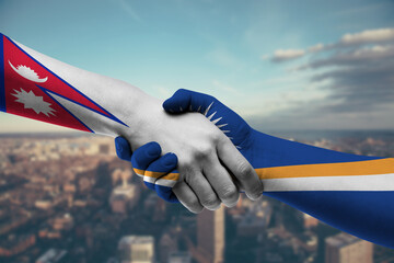Shaking hands Nepal and_Marshall Islands