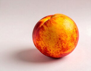 Fototapeta premium A plump, vibrant nectarine, rich in warm hues, is featured against a plain background, showcasing its juicy texture and beautiful color variations.