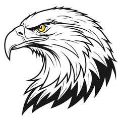 Obraz premium Bald Eagle Head in Black and White Vector