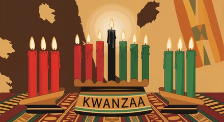 Kinara with candles and Africa map background