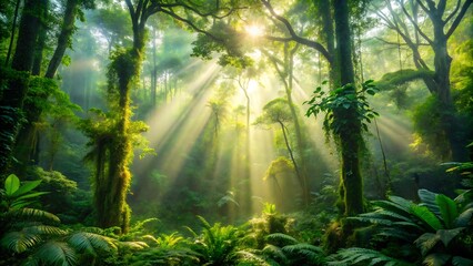 sun rays in the forest