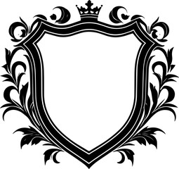 Luxury decorative vintage retro ornamental baroque shield logo icon
