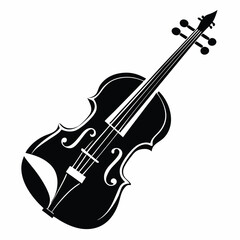 Obraz premium Minimalist Black and White Violin Illustration Classic String Instrument Musical Graphic