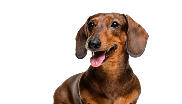 Happy Dachshund Dog Portrait on White Background