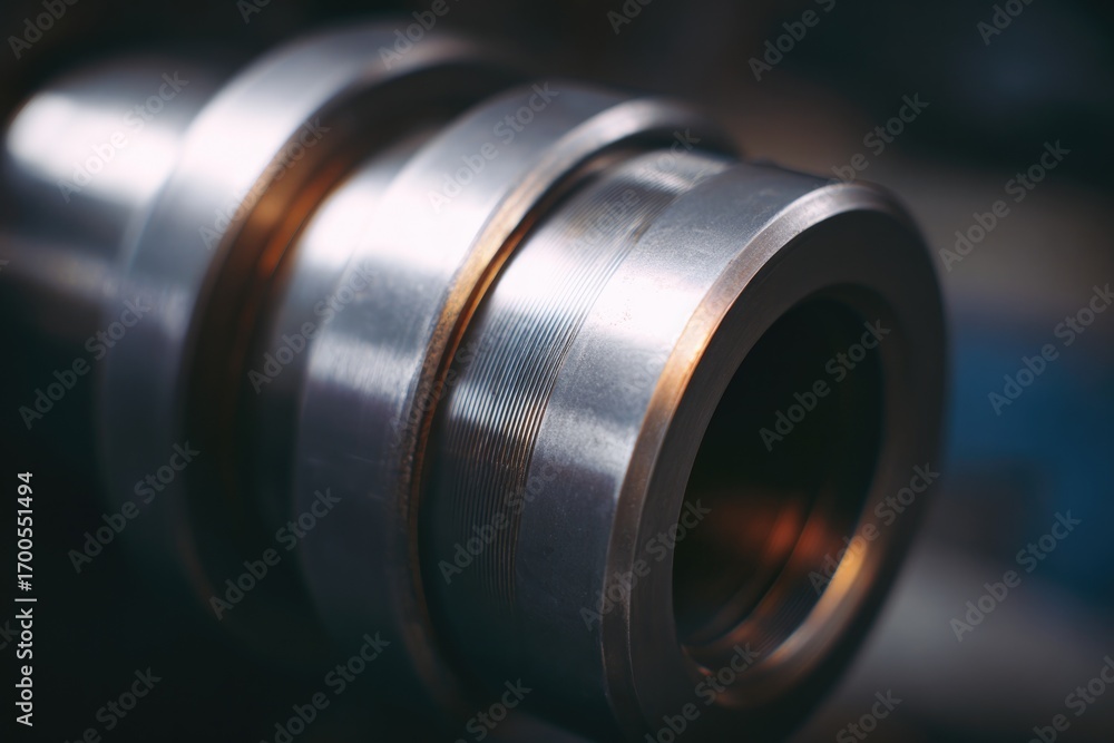 Poster shiny metallic surface with smooth curves showcasing precision e