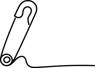 Black safety pin securing rolled fabric textile sewing